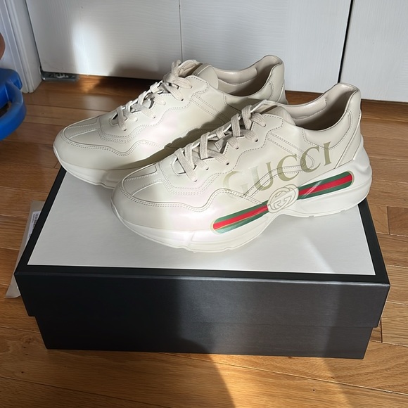 Gucci Logo Rhyton Leather Sneaker W10/ M7 - Picture 4 of 10